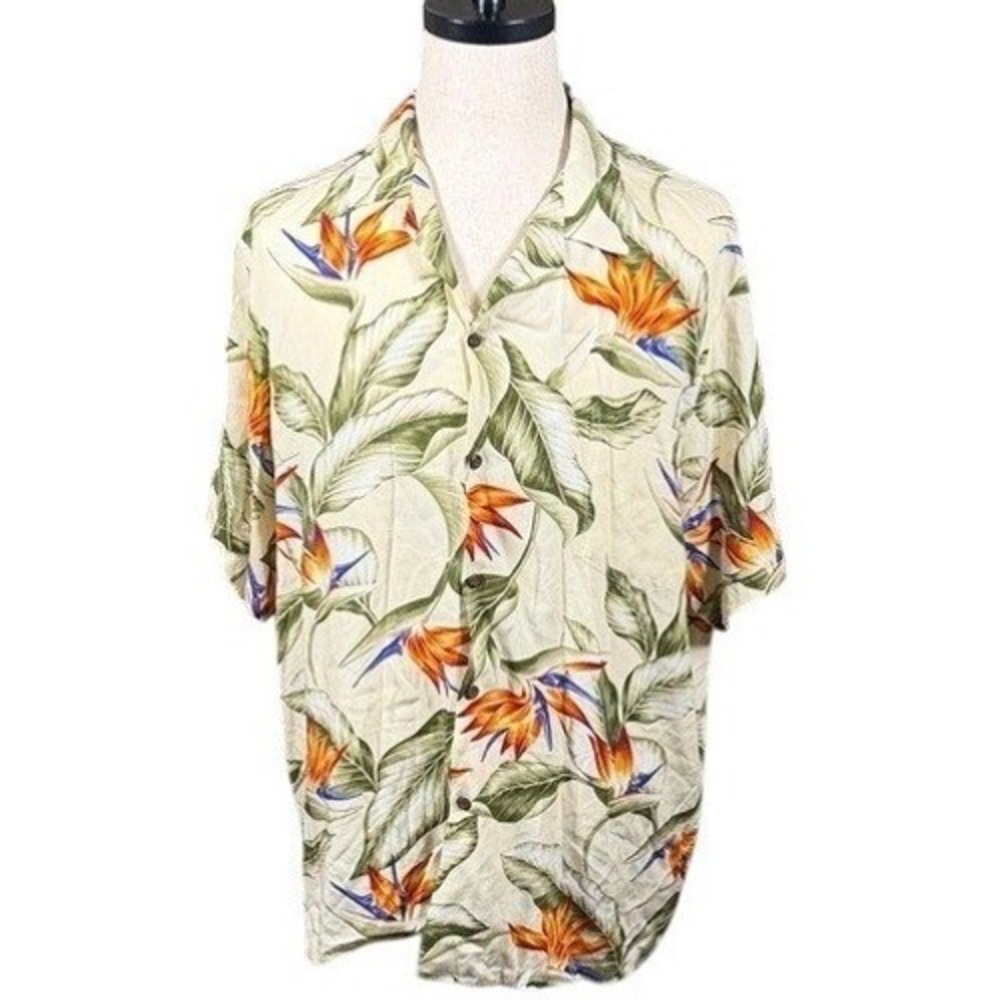 Hawaiian Reserve Collection Mens XL Bird of Paradise Floral Rayon Aloha Shirt
